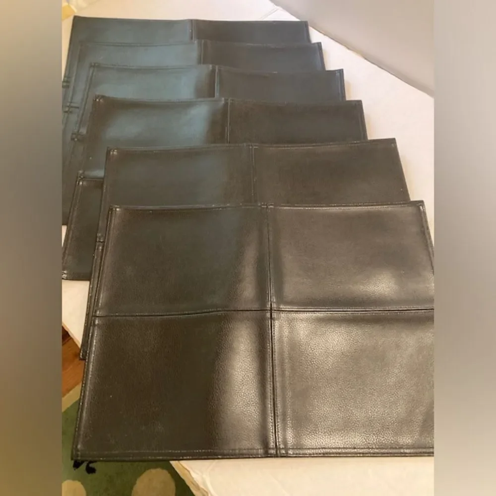 Placemats Bed Bath & Beyond Faux Leather Black 13” x 18” Lot of 6 Home Decor - Picture 1 of 8